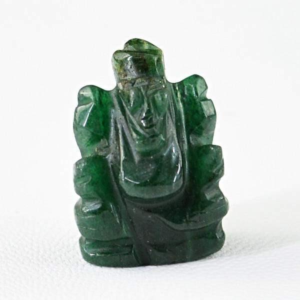 gemsmore:natural Green Jade Carved Ganesha Gemstone