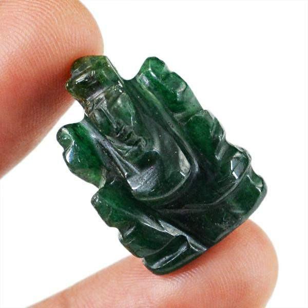gemsmore:natural Green Jade Carved Ganesha Gemstone