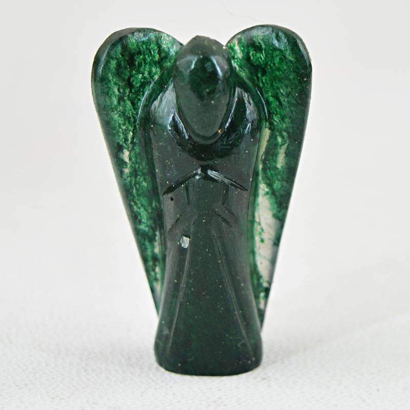 gemsmore:Natural Green Jade Carved Healing Angel Gemstone