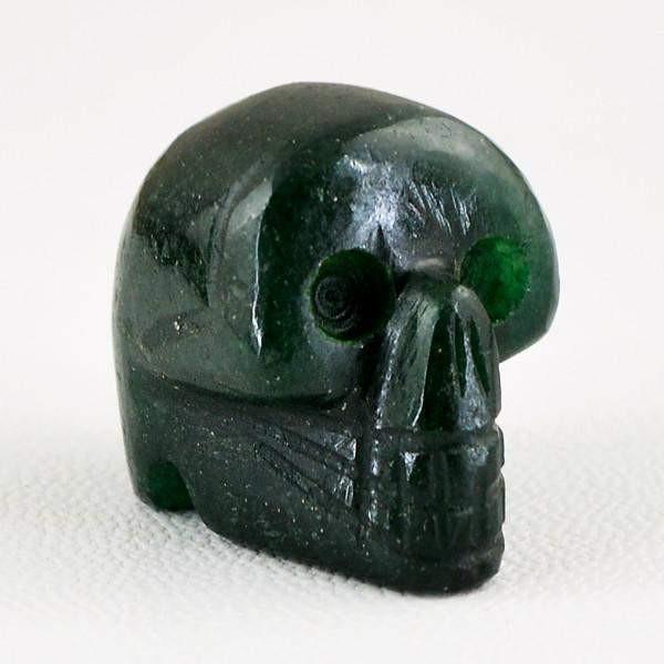 gemsmore:Natural Green Jade Carved Skull Gemstone