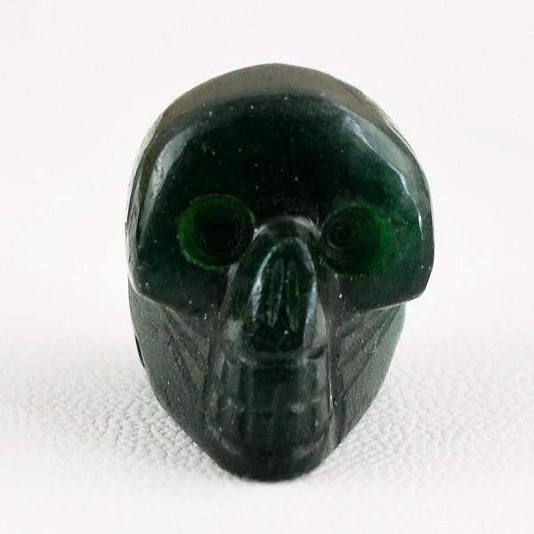 gemsmore:Natural Green Jade Carved Skull Gemstone