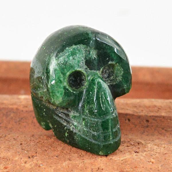 gemsmore:Natural Green Jade Carved Skull Gemstone