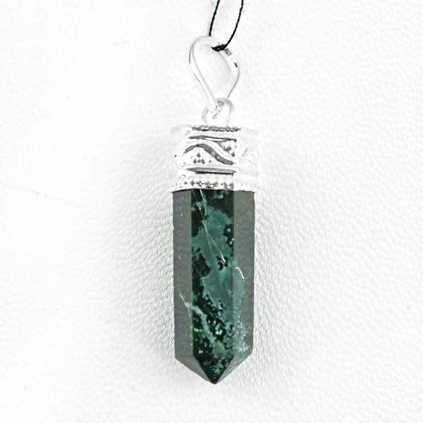 gemsmore:Natural Green Jade Crystal Healing Point Pendant