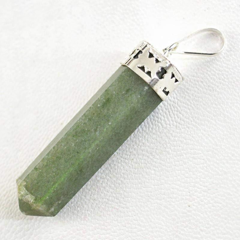 gemsmore:Natural Green Jade Crystal Healing Point Pendant