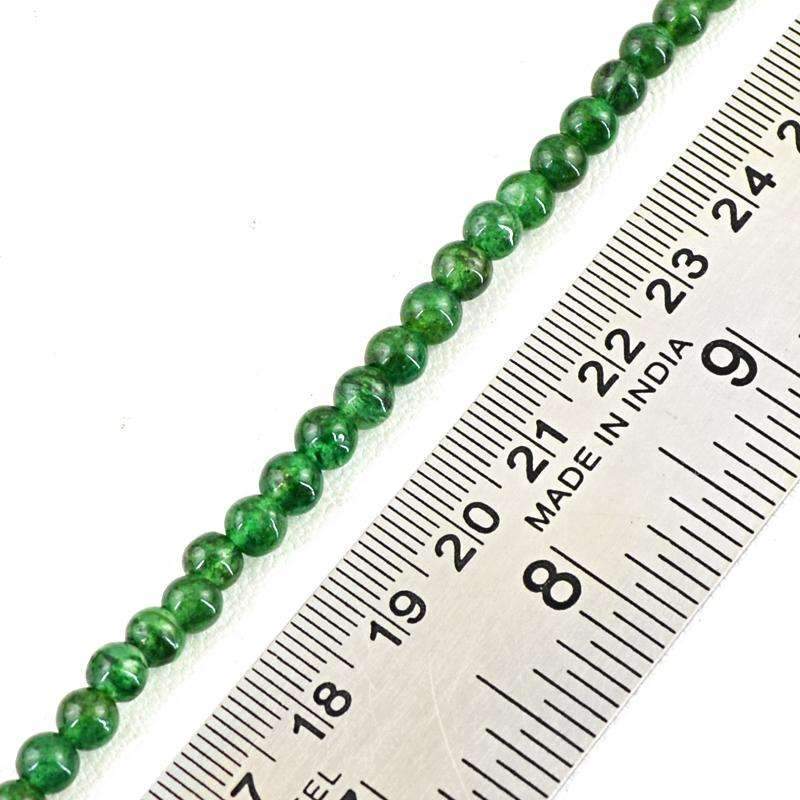 gemsmore:Natural Green Jade Drilled Beads Strand - Round Shape