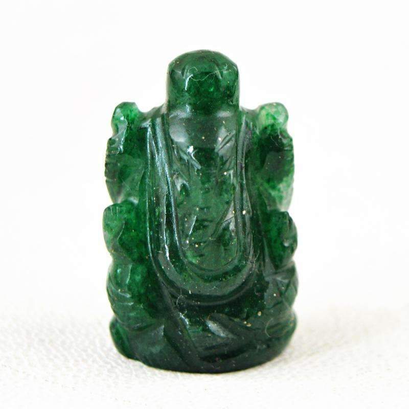 gemsmore:Natural Green Jade Hand Carved Ganesha Gemstone