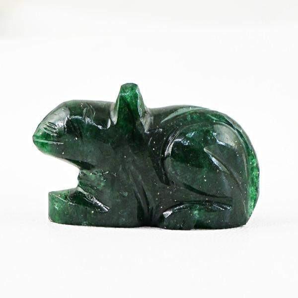 gemsmore:Natural Green Jade Hand Carved Rabbit Gemstone