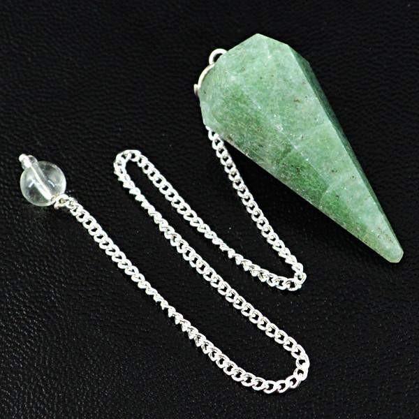 gemsmore:Natural Green Jade Healing Pendulum