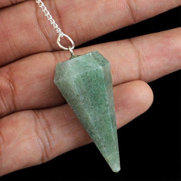 gemsmore:Natural Green Jade Healing Pendulum