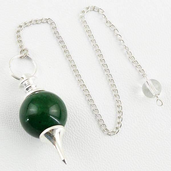 gemsmore:Natural Green Jade Healing Pendulum