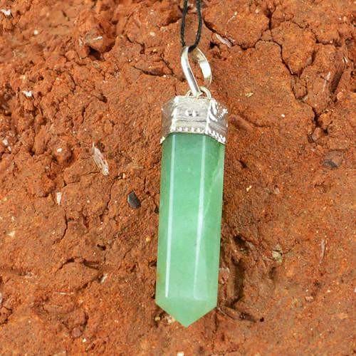 gemsmore:Natural Green Jade Healing Point Pendant