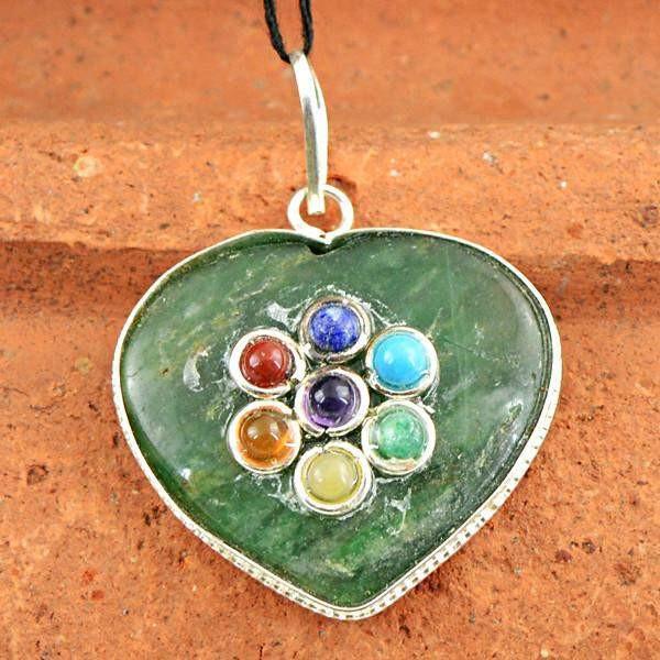 gemsmore:Natural Green Jade Heart Shape Gemstone Healing Pendant