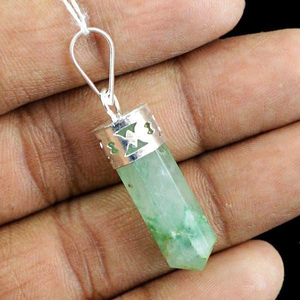 gemsmore:Natural Green Jade Meditation Healing Point Pendant