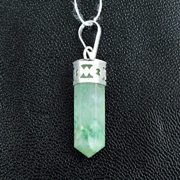 gemsmore:Natural Green Jade Meditation Healing Point Pendant