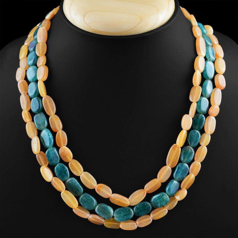 gemsmore:Natural Green Jade & Moonstone Necklace Genuine Beads