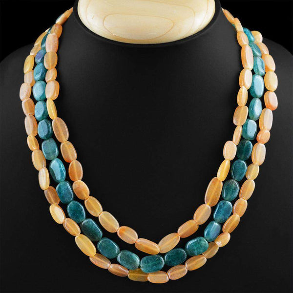 gemsmore:Natural Green Jade & Moonstone Necklace Genuine Beads