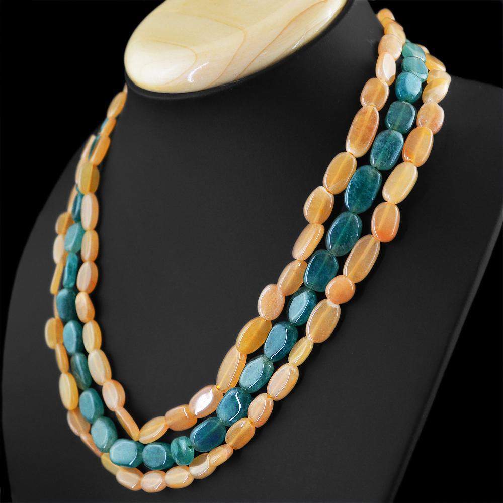 gemsmore:Natural Green Jade & Moonstone Necklace Genuine Beads