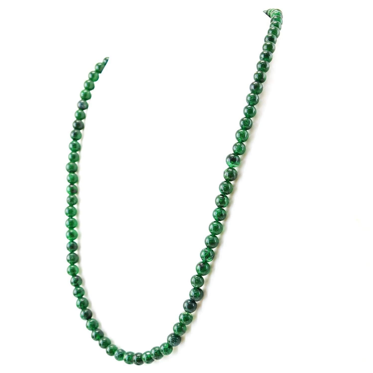 gemsmore:Natural Green Jade Necklace Single Strand Round Beads