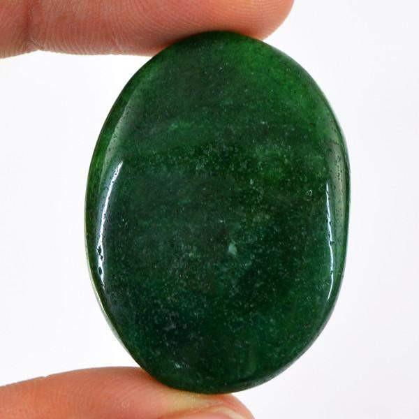gemsmore:Natural Green Jade Oval Shape Healing Palm Loose Gemstone