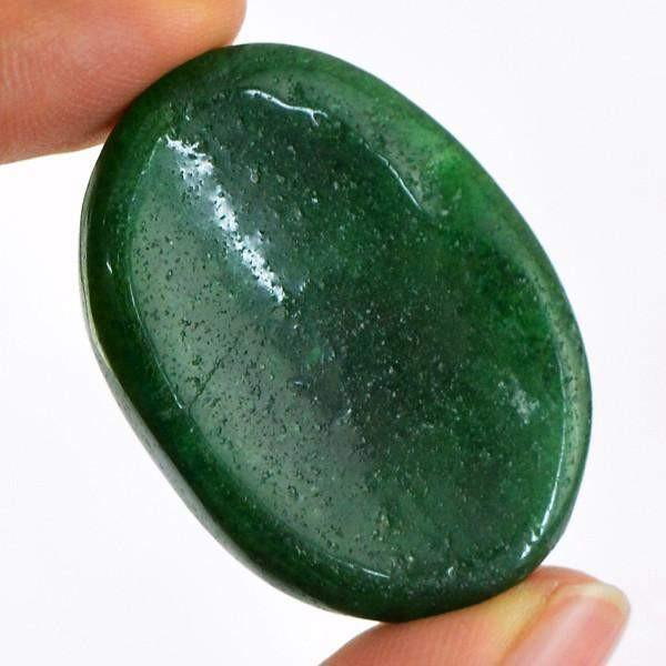 gemsmore:Natural Green Jade Oval Shape Healing Palm Loose Gemstone