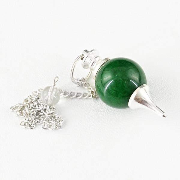 gemsmore:Natural Green Jade Pure Healing Pendulum
