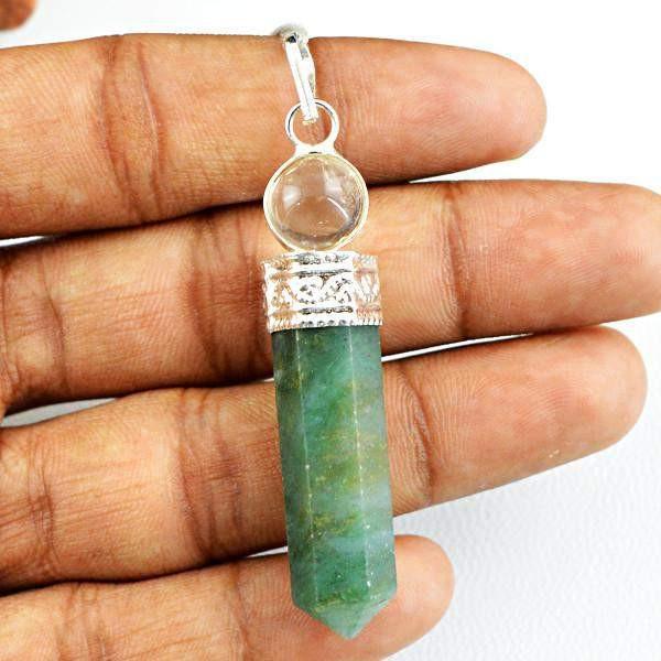 gemsmore:Natural Green Jade Reiki Healing Ball Point Pendant