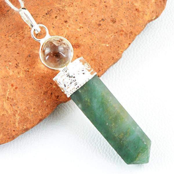 gemsmore:Natural Green Jade Reiki Healing Ball Point Pendant