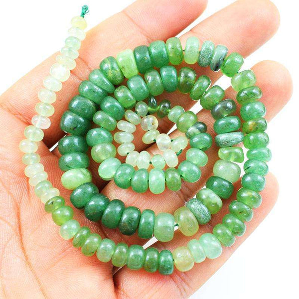 gemsmore:Natural Green Jade Round Shape Drilled Beads Strand