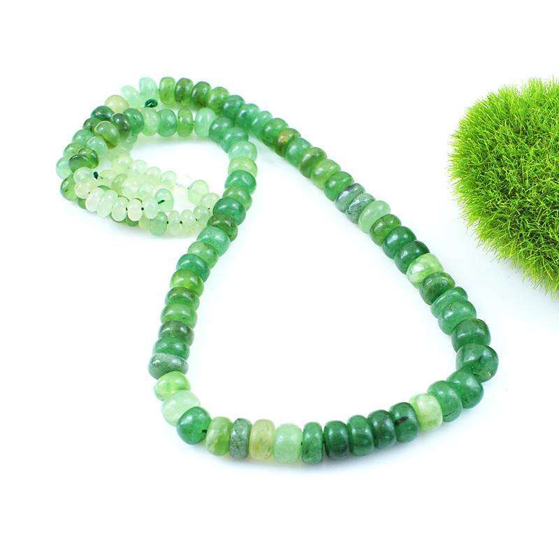 gemsmore:Natural Green Jade Round Shape Drilled Beads Strand