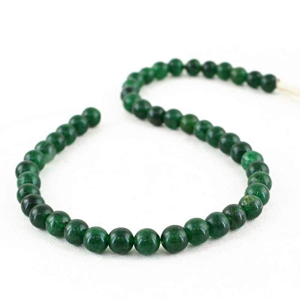 gemsmore:Natural Green Jade Strand Untreated Drilled Round Shape Beads