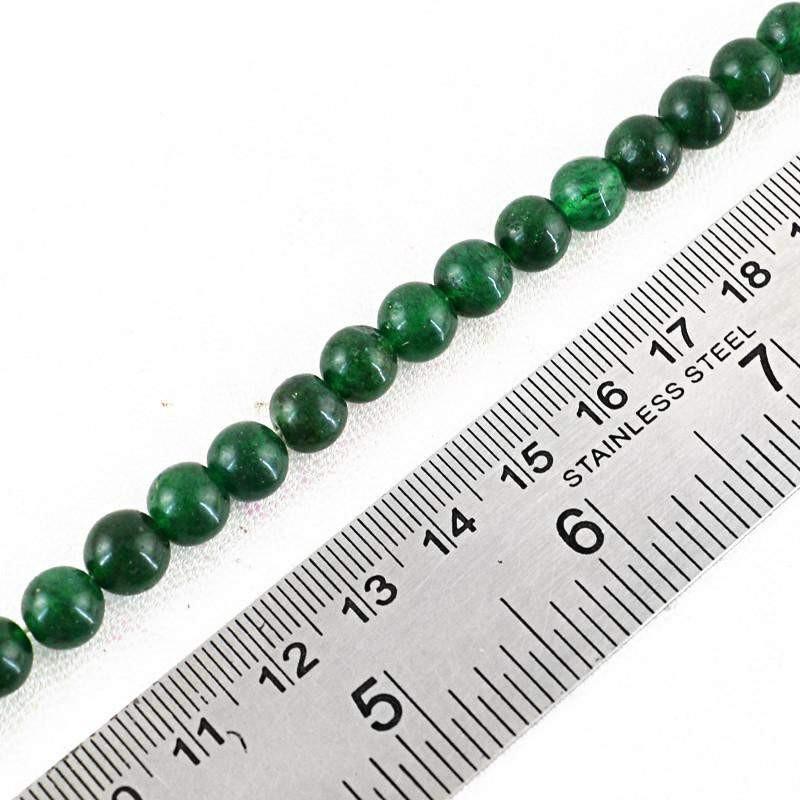 gemsmore:Natural Green Jade Strand Untreated Drilled Round Shape Beads