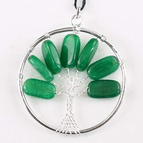gemsmore:Natural Green Jade Untreated Tree Pendant