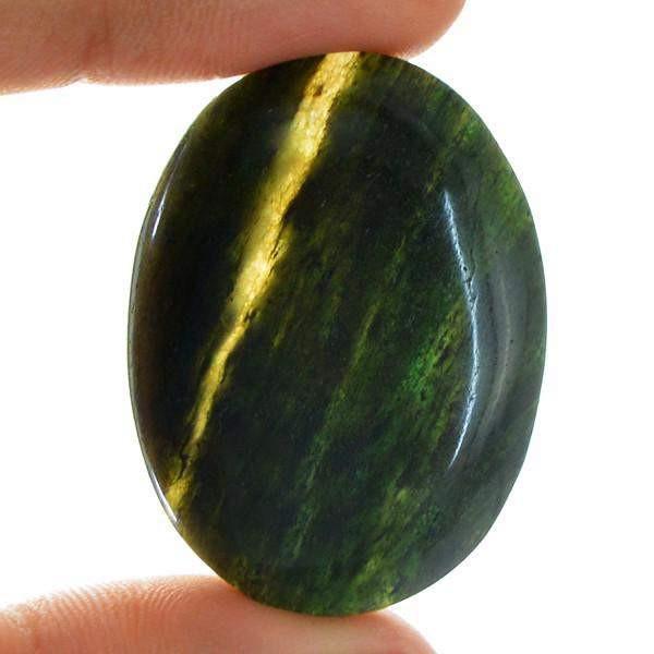gemsmore:Natural Green Jade Worry Stone Untreated Loose Gem