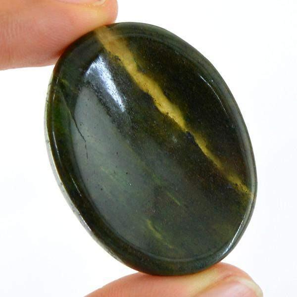 gemsmore:Natural Green Jade Worry Stone Untreated Loose Gem
