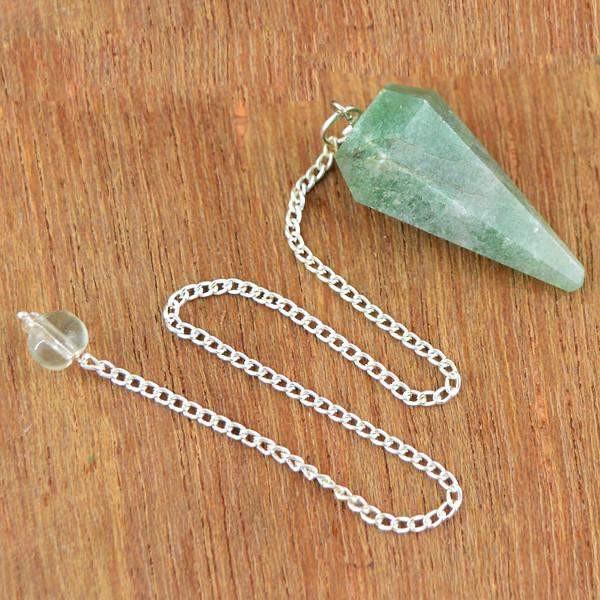 gemsmore:Natural Green Jasper Crystal Healing Pendulum