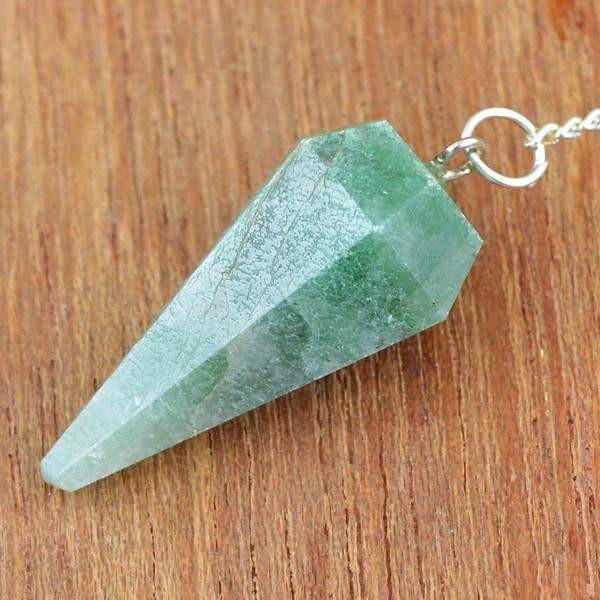 gemsmore:Natural Green Jasper Crystal Healing Pendulum