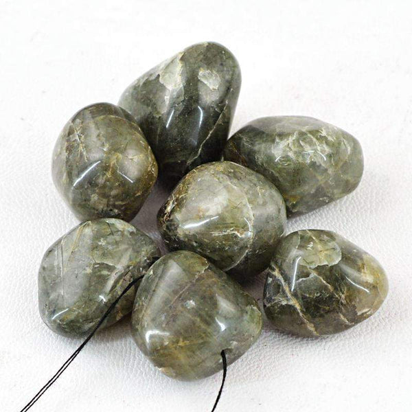 gemsmore:Natural Green Jasper Drilled Beads Lot