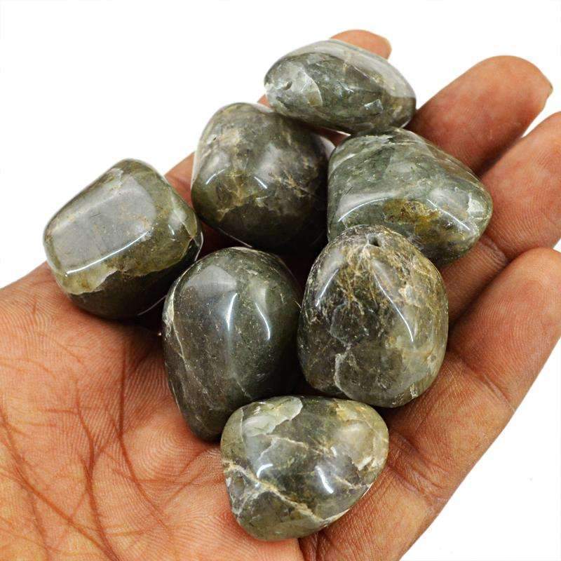 gemsmore:Natural Green Jasper Drilled Beads Lot