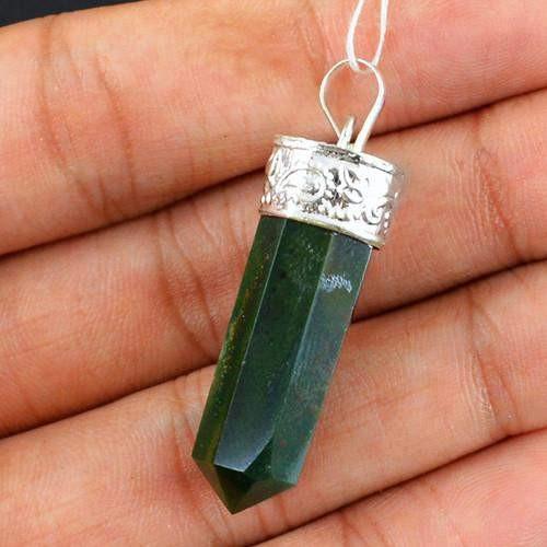 gemsmore:Natural Green Jasper Healing Point Pendant