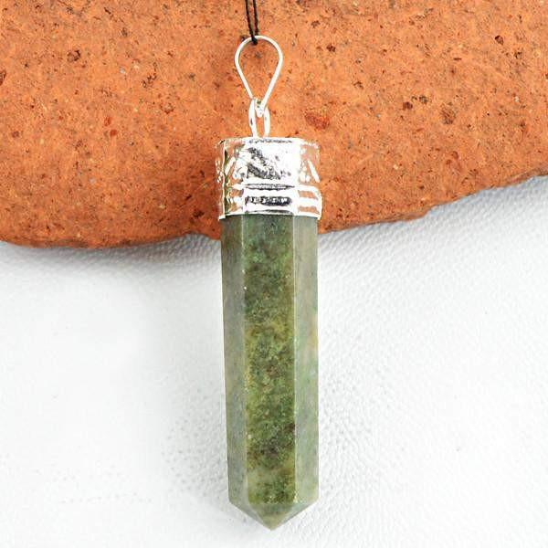 gemsmore:Natural Green Jasper Meditation Healing Point Pendant
