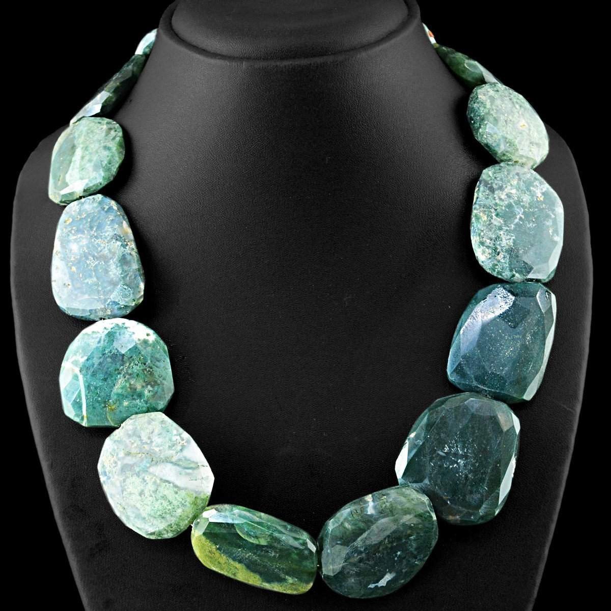 Natural 9*9mm Green Moss Agate Necklace from Black Diamonds New York