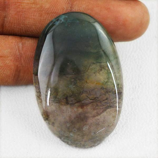 gemsmore:Natural Green Moss Agate Oval Shape Gemstone