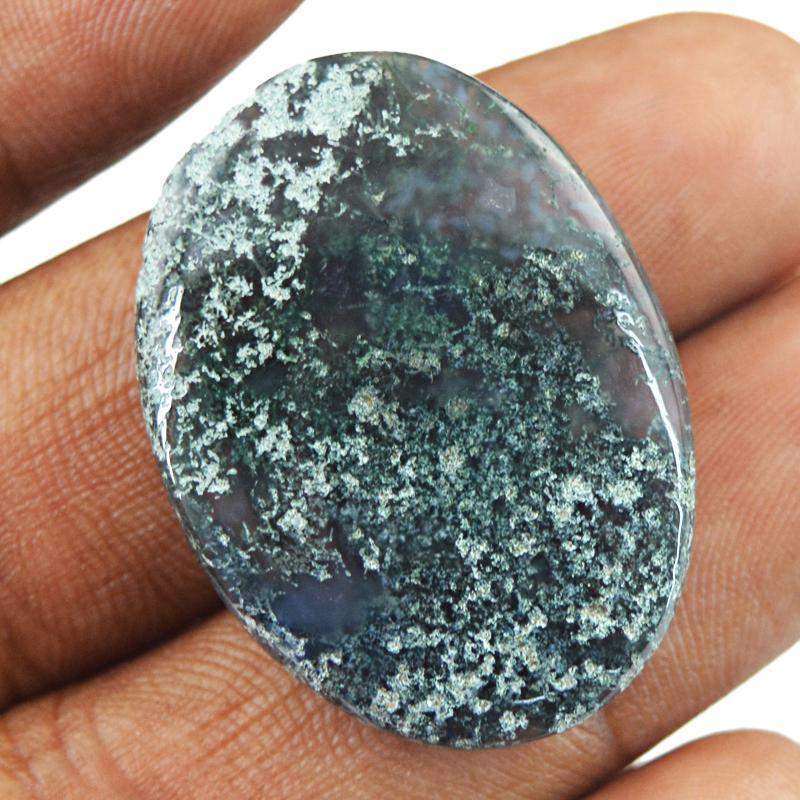 gemsmore:Natural Green Moss Agate Oval Shape Gemstone