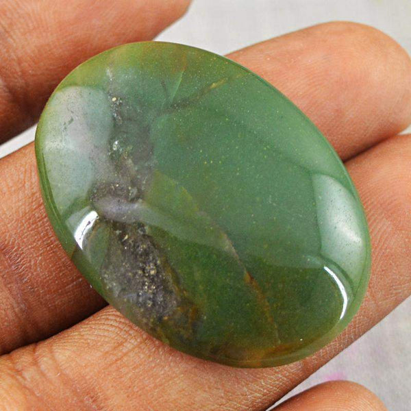 gemsmore:Natural Green Moss Agate Oval Shape Genuine Gemstone