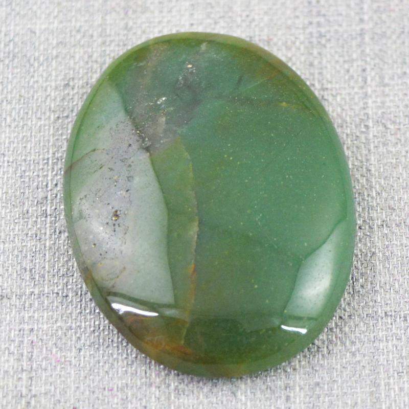 gemsmore:Natural Green Moss Agate Oval Shape Genuine Gemstone