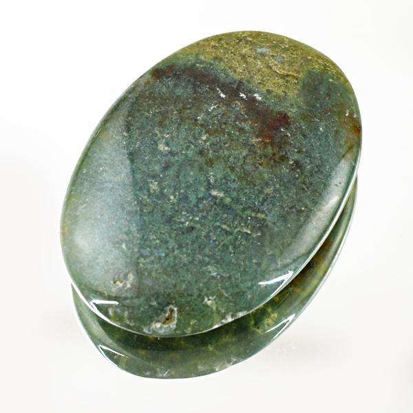 gemsmore:Natural Green Moss Agate Oval Shape Untreated Loose Gemstone