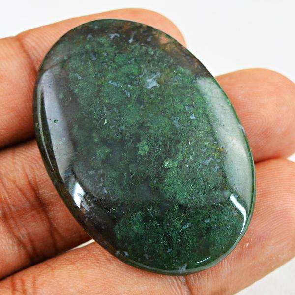 gemsmore:Natural Green Moss Agate Oval shape Untreated Loose Gemstone