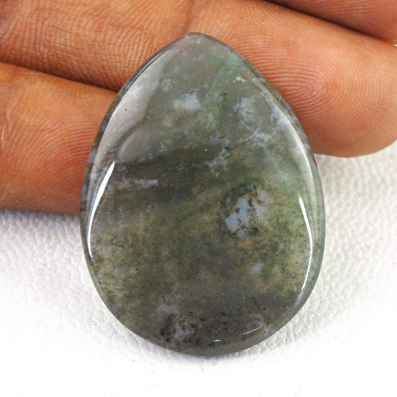 gemsmore:Natural Green Moss Agate Pear Shape Gemstone