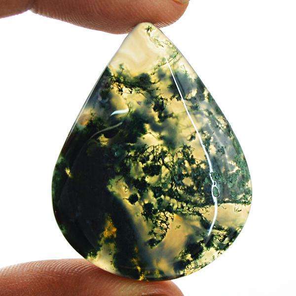 gemsmore:Natural Green Moss Agate Pear Shape Loose Gemstone