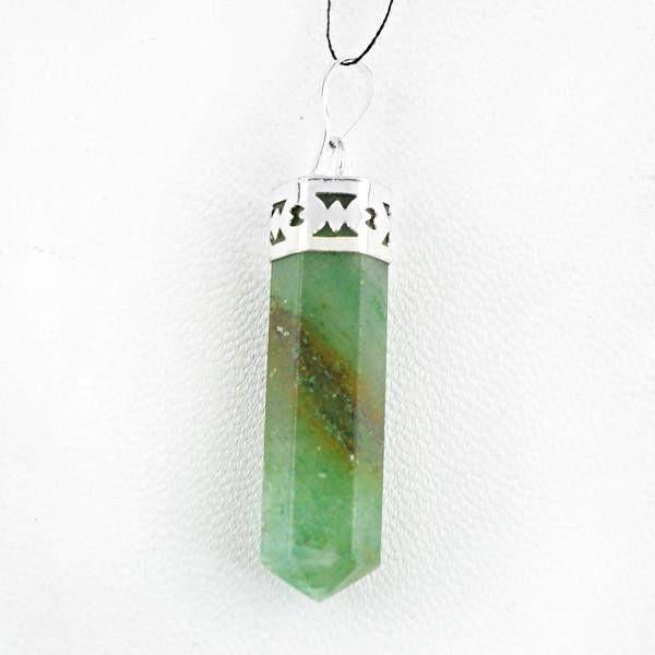 gemsmore:Natural Green Moss Agate Reiki Healing Point Pendant